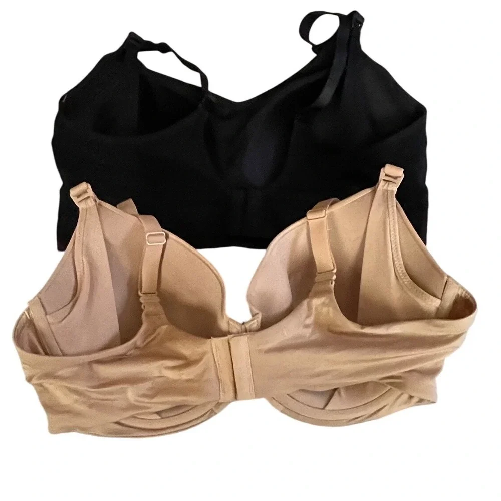 Auden Nursing Bra Set 2pk 40D XL Beige Underwire Black Seamless Wirefree NWT
